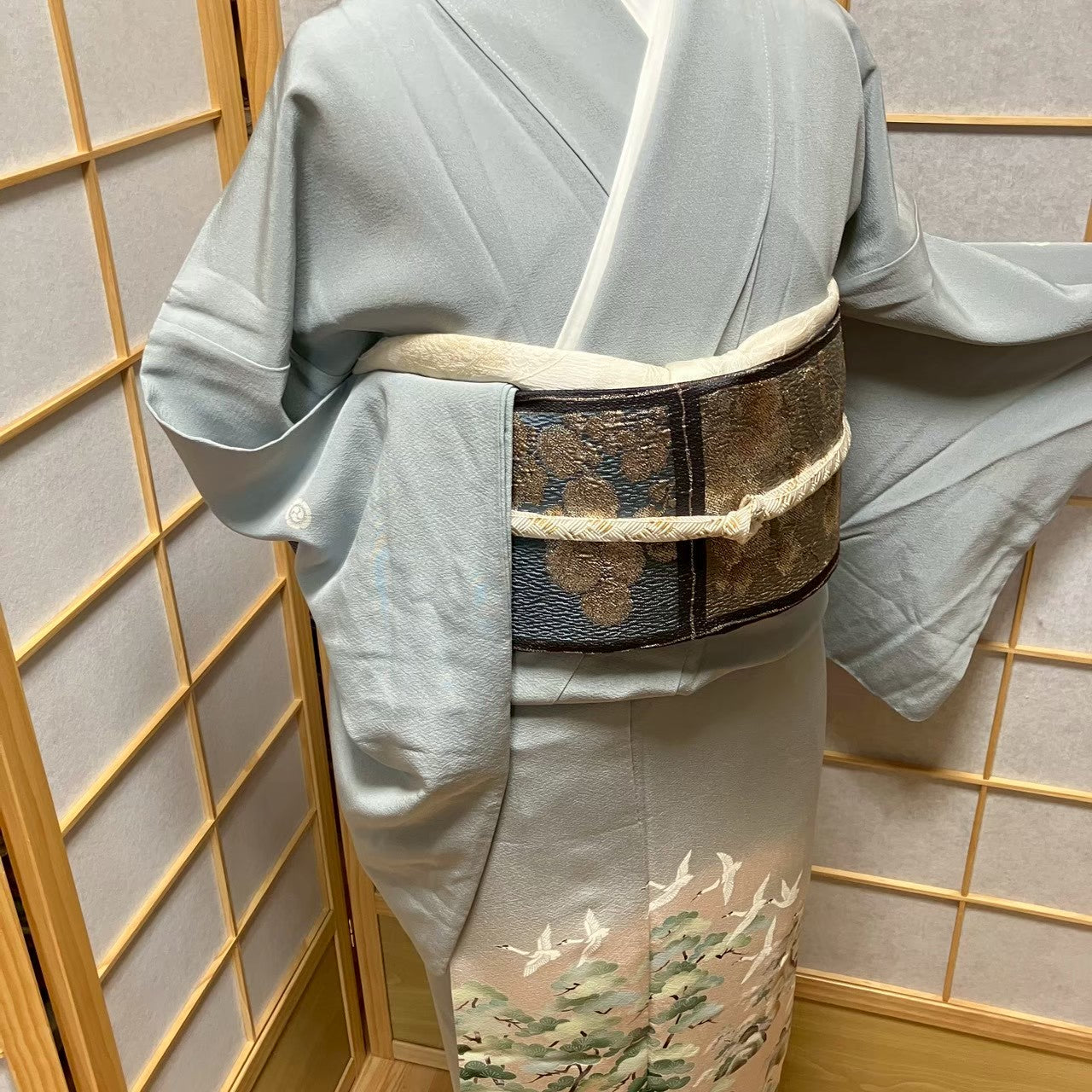 7496# Japanese Tomesode Kimono Vintage Womens Silk Fabric Robe Kimono only sold