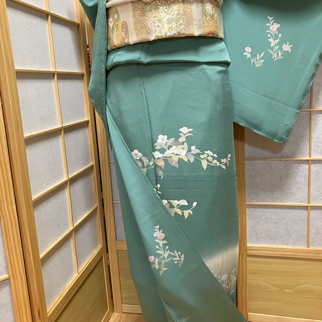 7498# Japanese Kimono Vintage Womens Silk Fabric Robe Kimono only sold