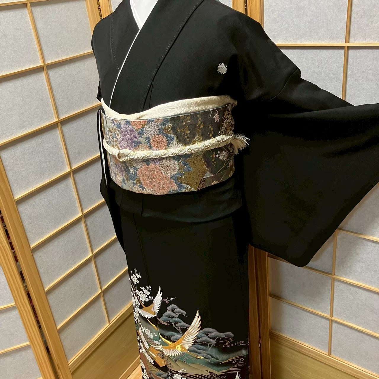 7499# Japanese Tomesode Kimono Vintage Womens Silk Fabric Robe Kimono only sold
