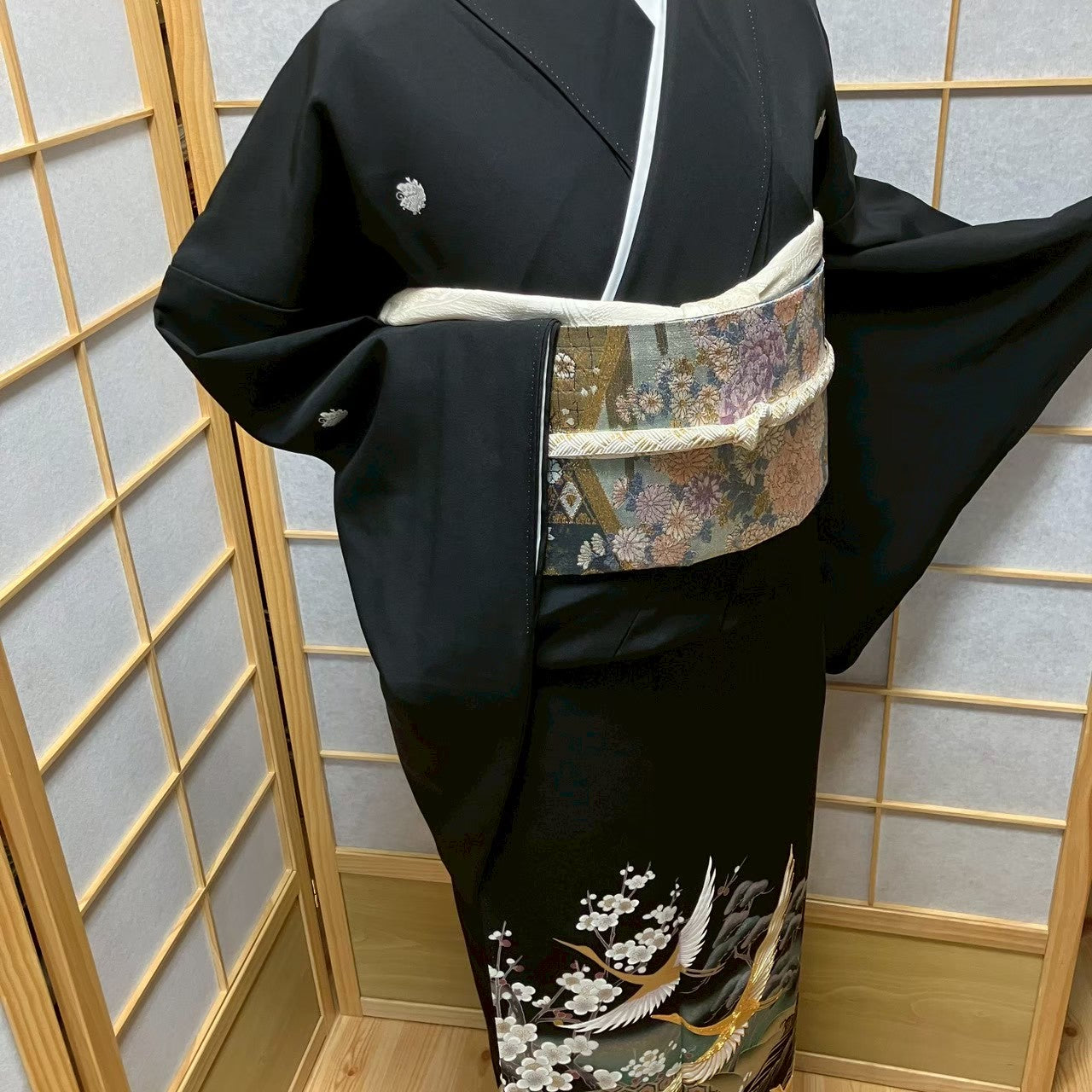 7499# Japanese Tomesode Kimono Vintage Womens Silk Fabric Robe Kimono only sold