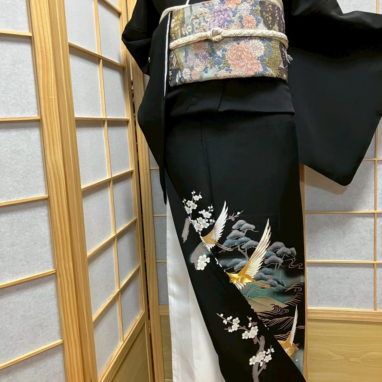 7499# Japanese Tomesode Kimono Vintage Womens Silk Fabric Robe Kimono only sold
