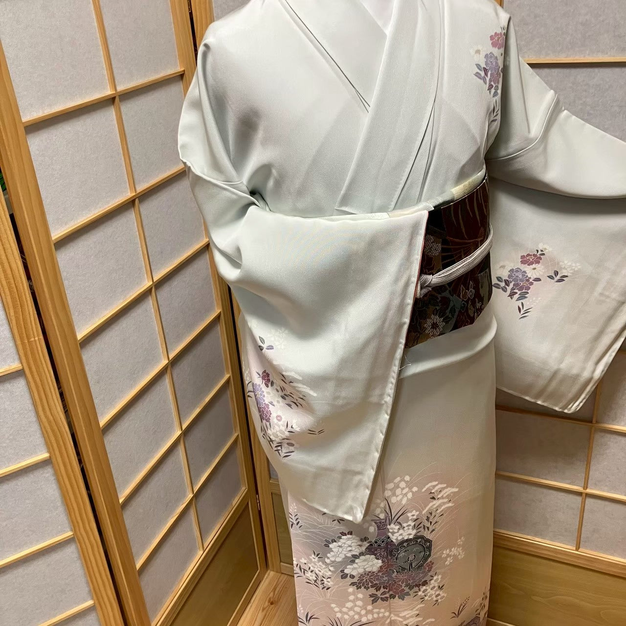 7497# Japanese Kimono Vintage Womens Silk Fabric Robe Kimono only sold