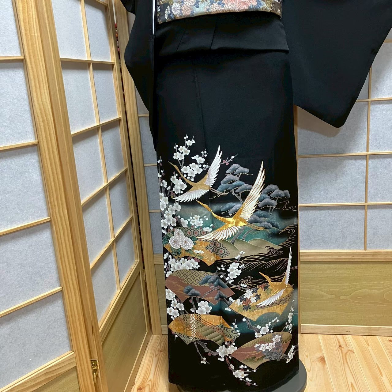 7499# Japanese Tomesode Kimono Vintage Womens Silk Fabric Robe Kimono only sold