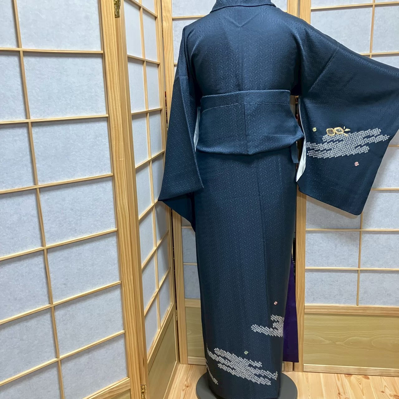 7502# Japanese Kimono Vintage Womens Silk Fabric Robe Kimono only sold Shibori