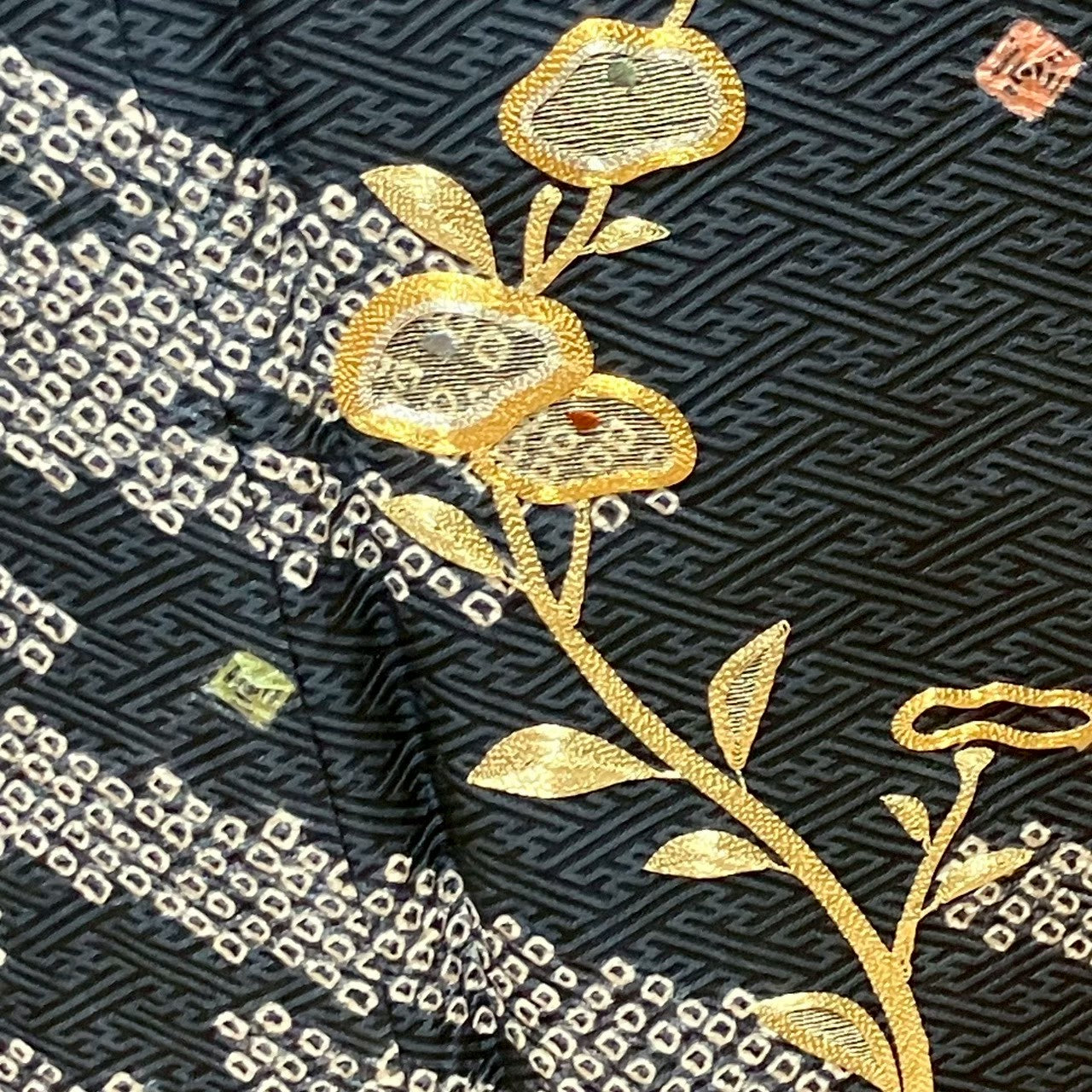 7502# Japanese Kimono Vintage Womens Silk Fabric Robe Kimono only sold Shibori