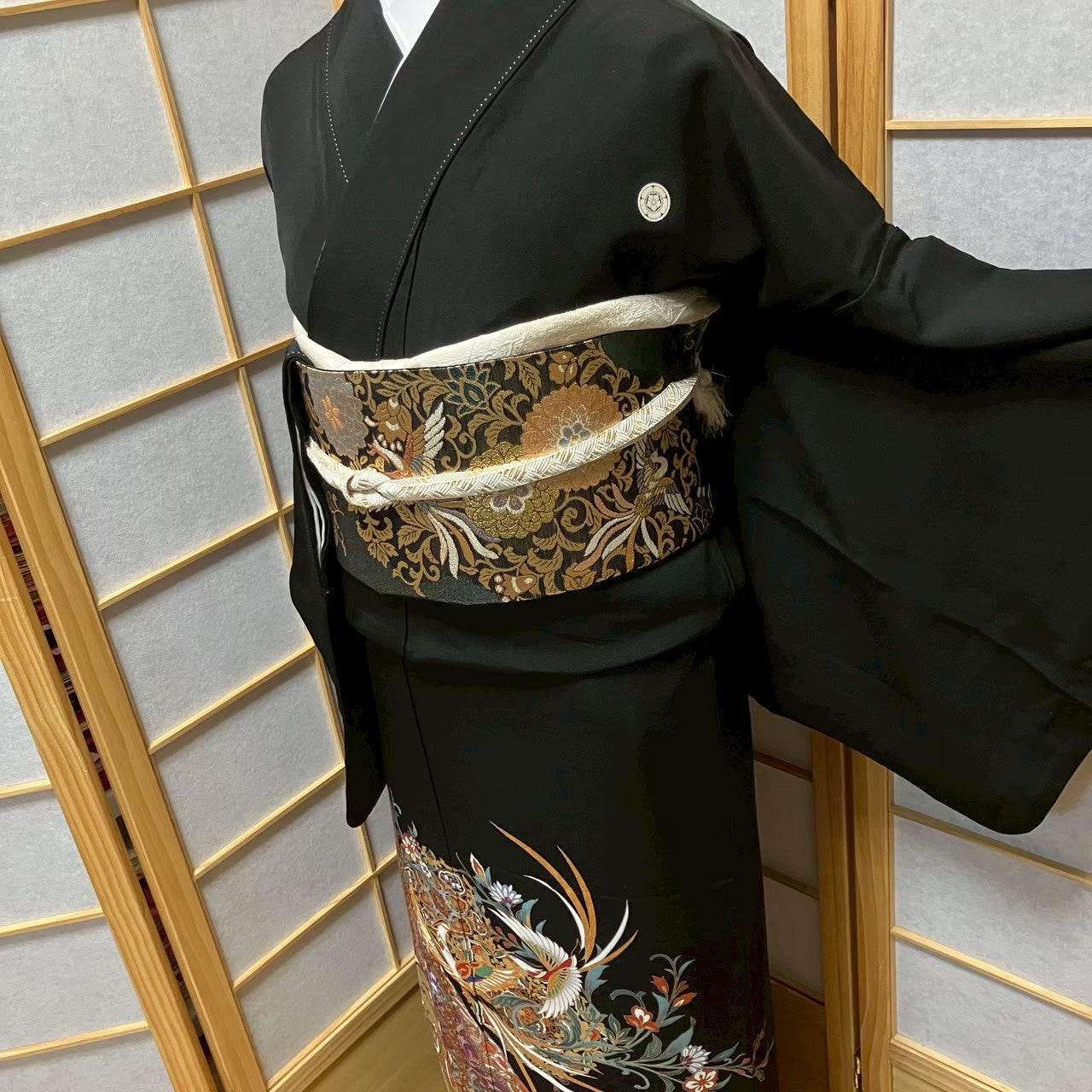7503# Japanese Tomesode Kimono Vintage Womens Silk Fabric Robe Kimono only sold