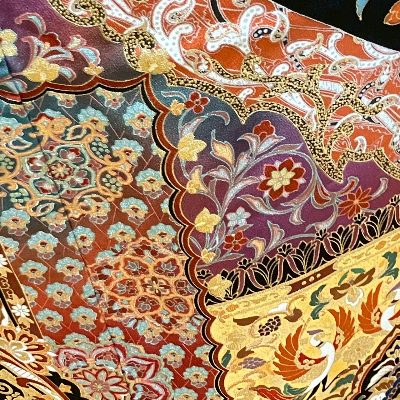 7503# Japanese Tomesode Kimono Vintage Womens Silk Fabric Robe Kimono only sold
