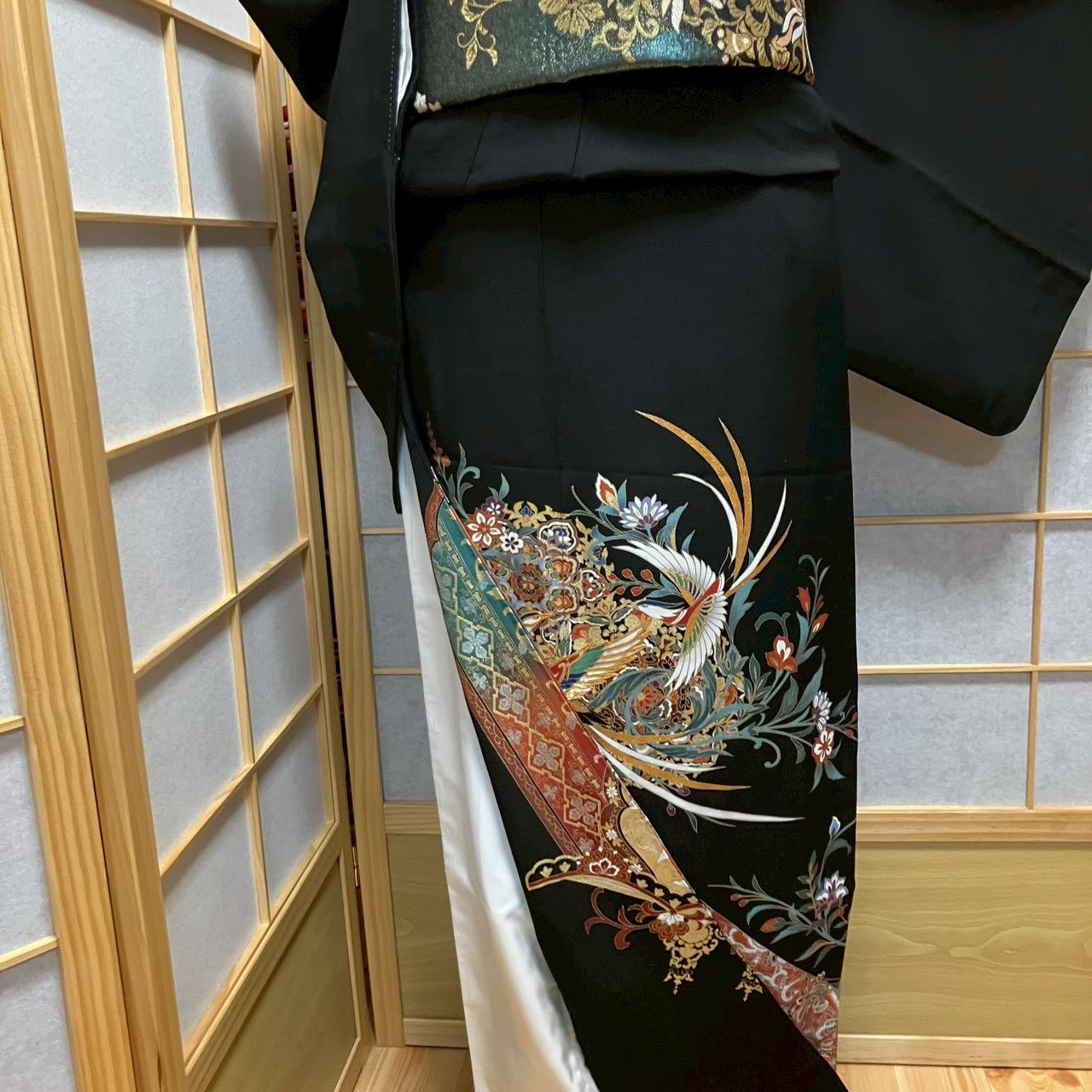 7503# Japanese Tomesode Kimono Vintage Womens Silk Fabric Robe Kimono only sold