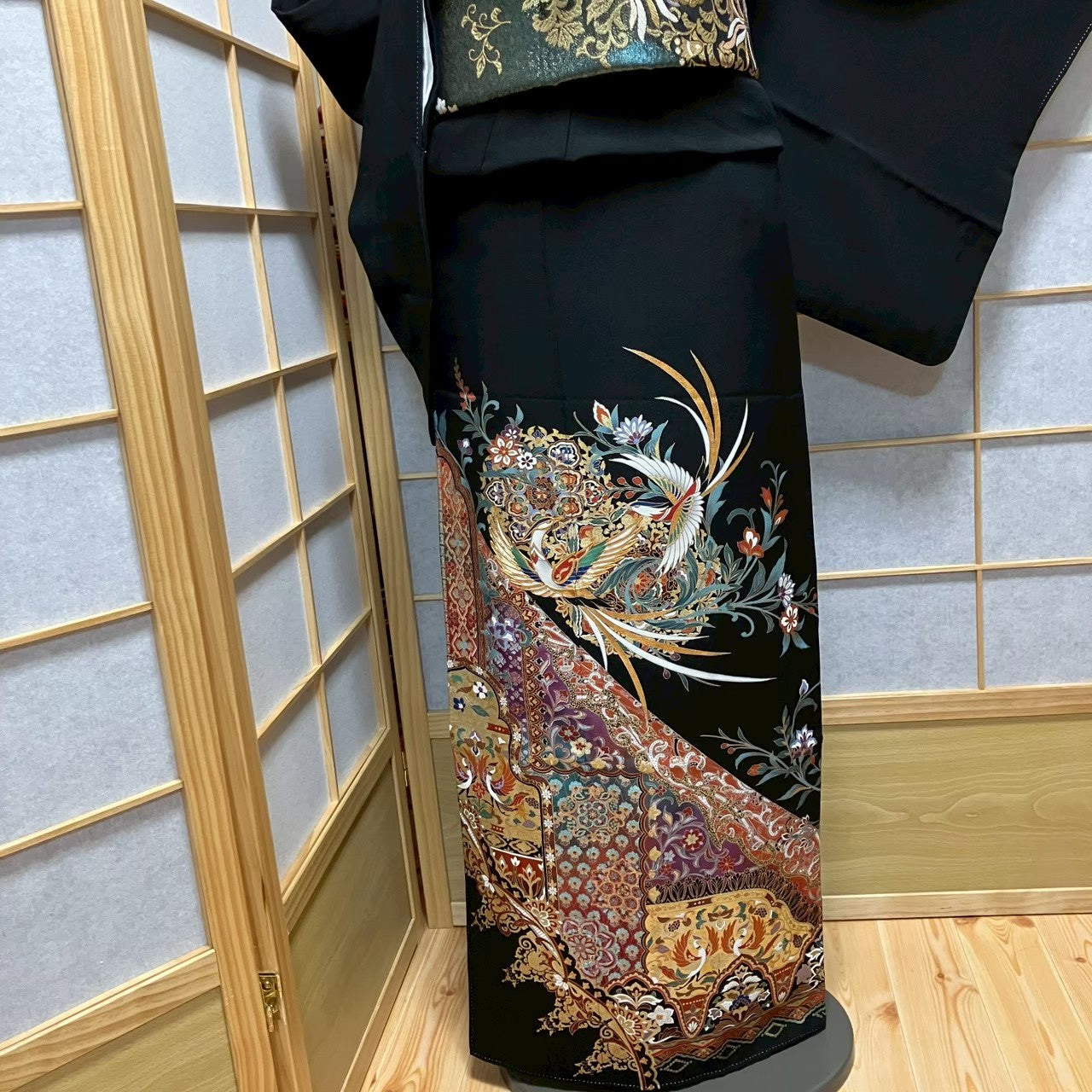7503# Japanese Tomesode Kimono Vintage Womens Silk Fabric Robe Kimono only sold
