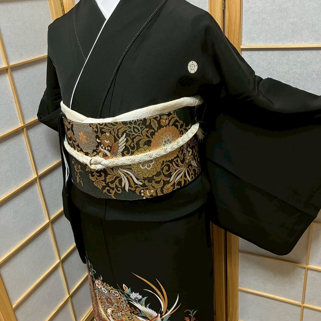 7503# Japanese Tomesode Kimono Vintage Womens Silk Fabric Robe Kimono only sold