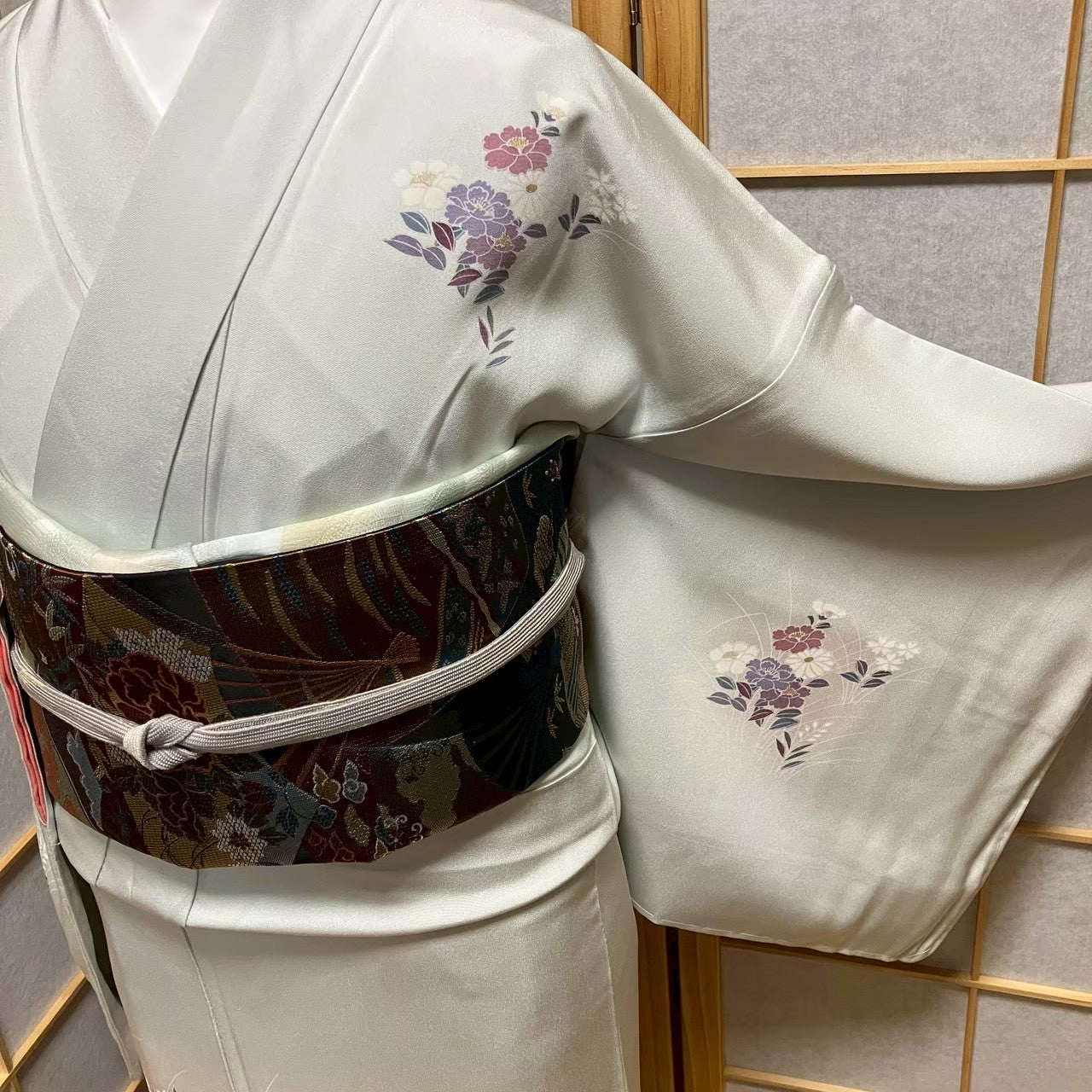 7497# Japanese Kimono Vintage Womens Silk Fabric Robe Kimono only sold