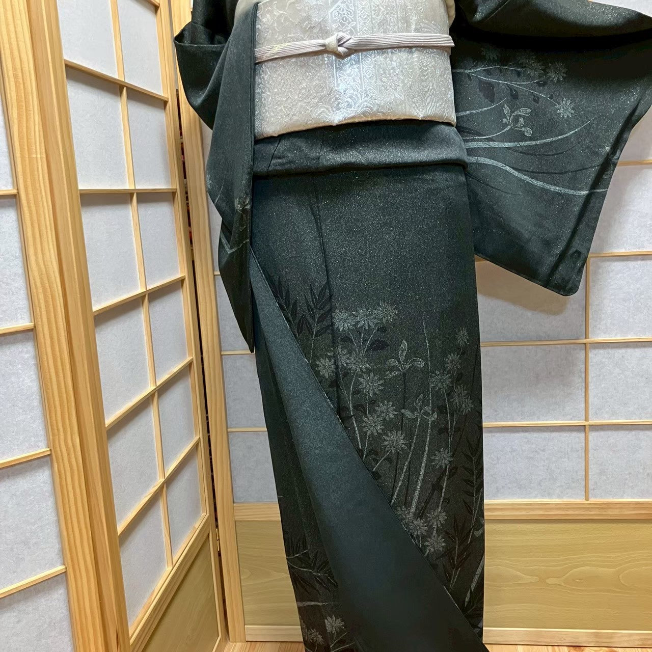 7504# Japanese Kimono Vintage Womens Silk Fabric Robe Kimono only sold