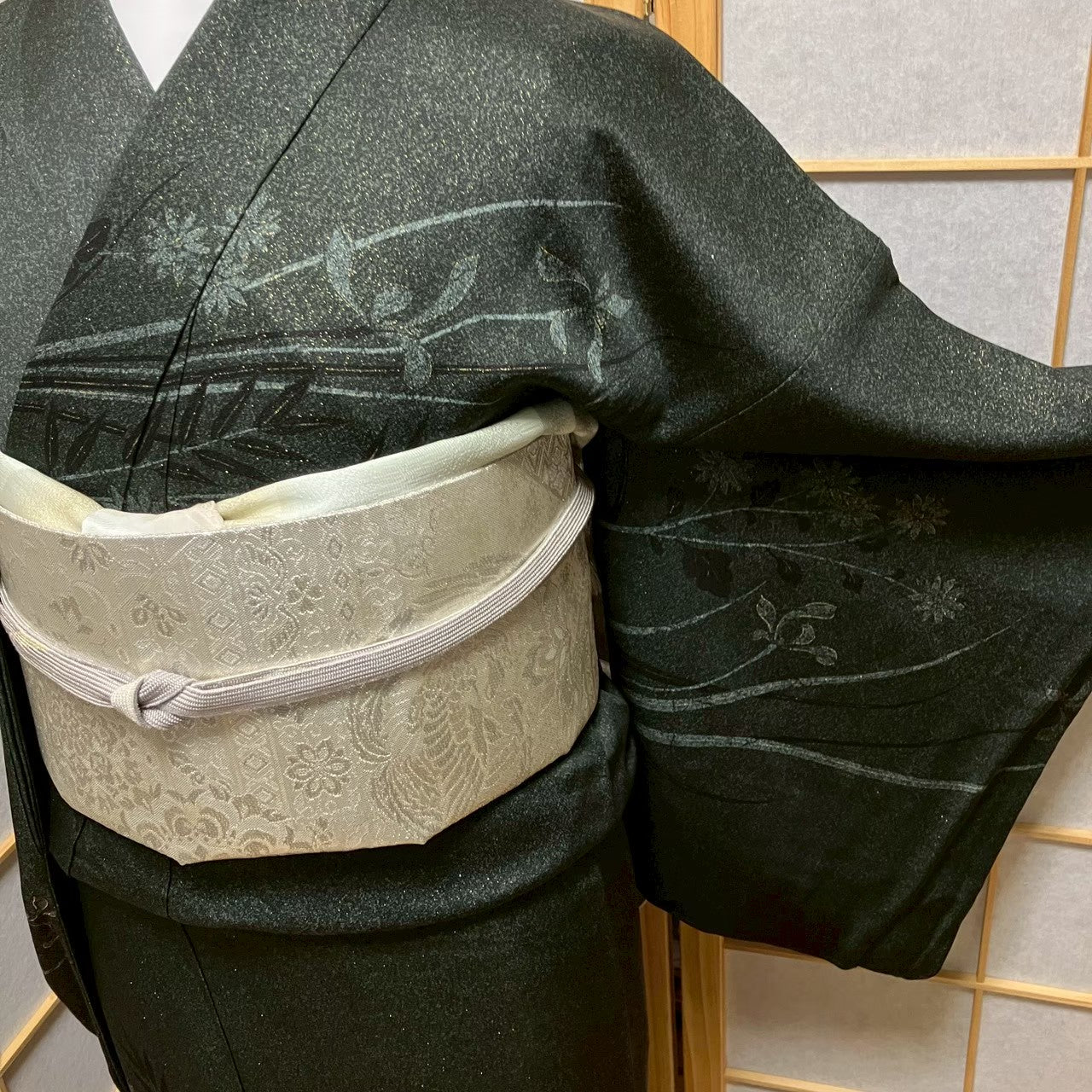 7504# Japanese Kimono Vintage Womens Silk Fabric Robe Kimono only sold