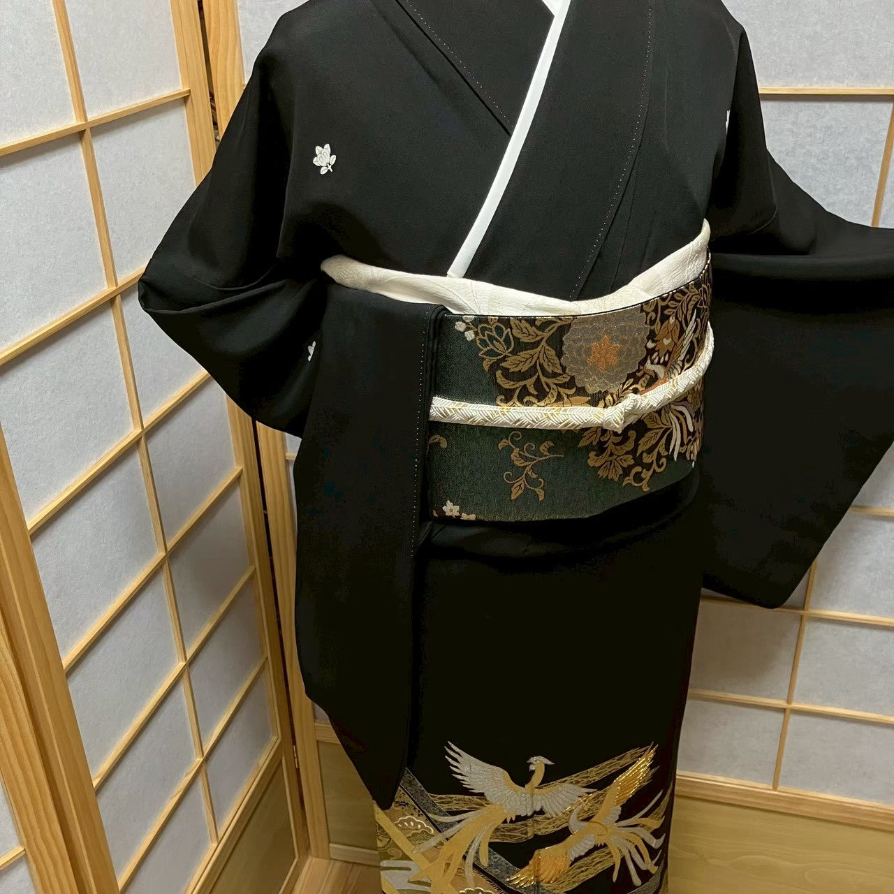 7520# Japanese Tomesode Kimono Vintage Womens Silk Fabric Robe Kimono only sold