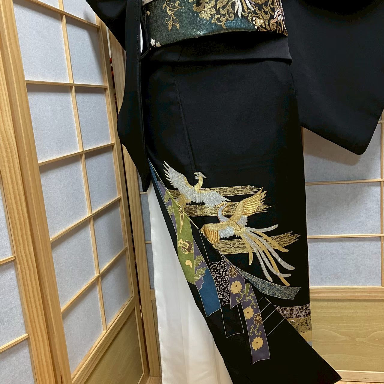 7520# Japanese Tomesode Kimono Vintage Womens Silk Fabric Robe Kimono only sold