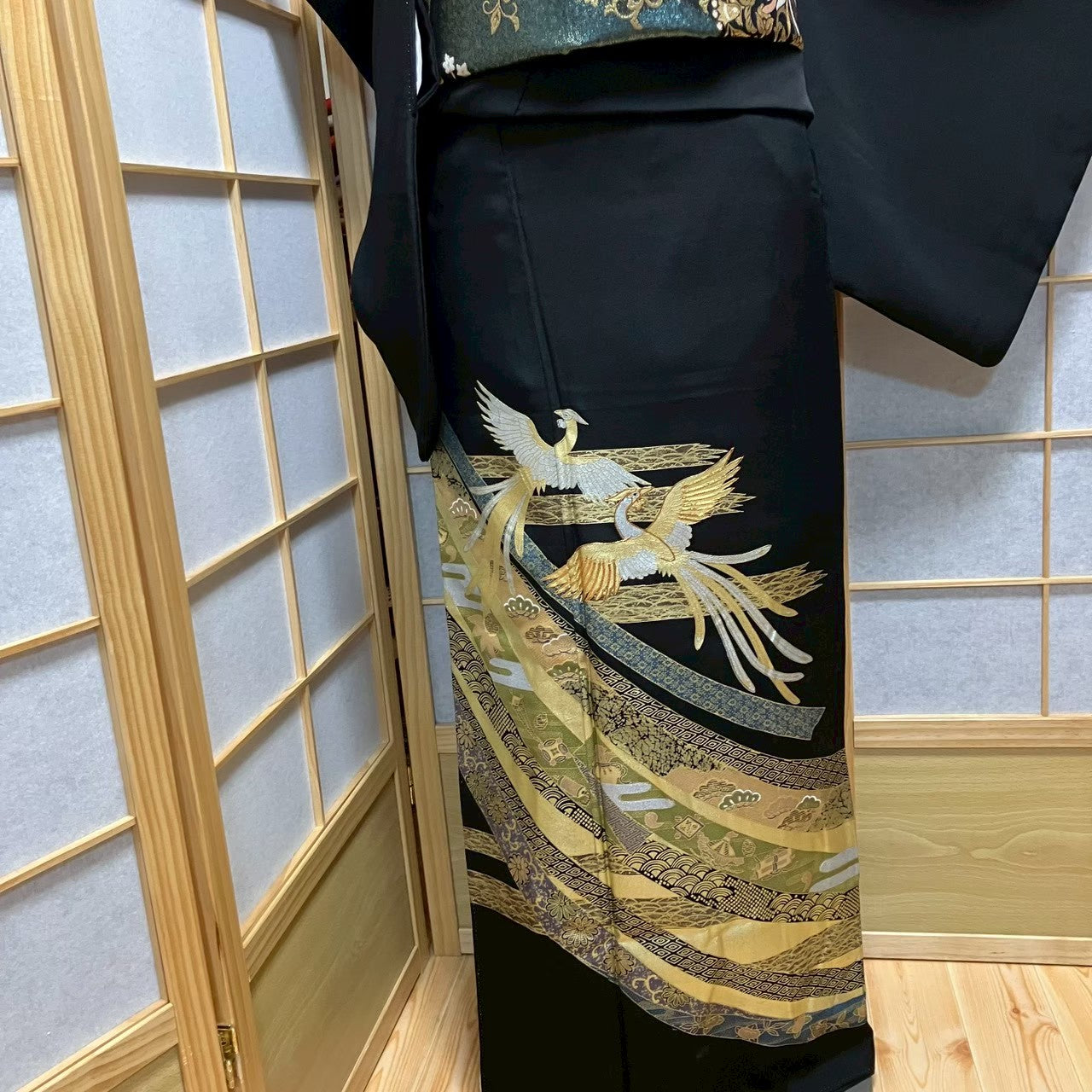 7520# Japanese Tomesode Kimono Vintage Womens Silk Fabric Robe Kimono only sold