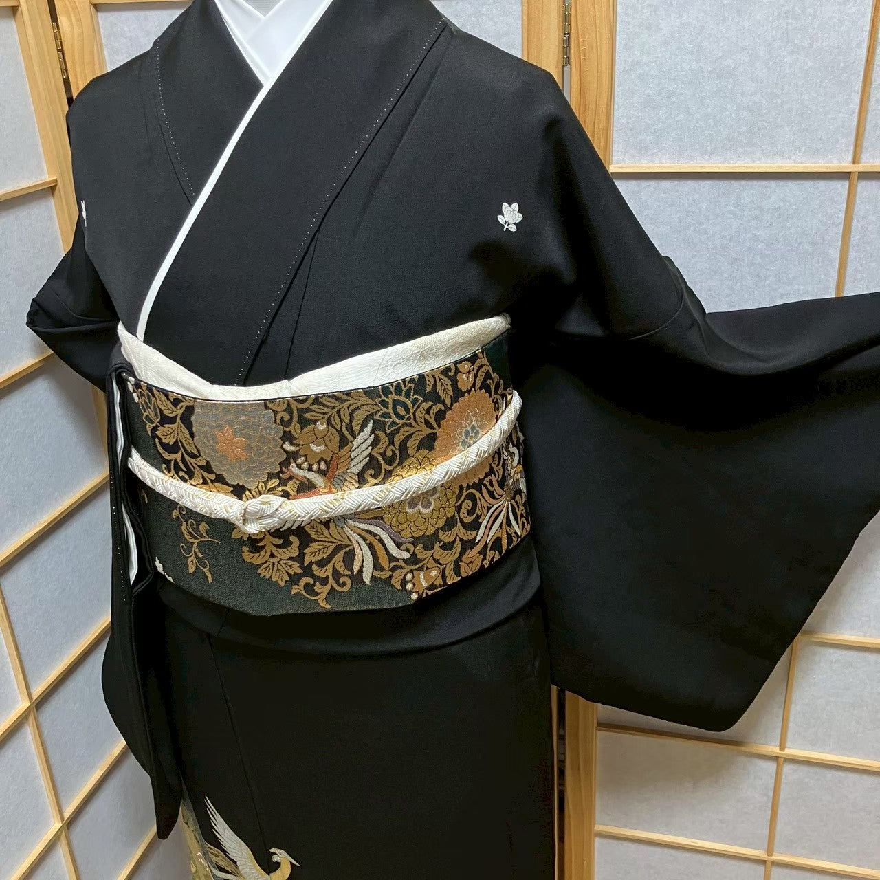 7520# Japanese Tomesode Kimono Vintage Womens Silk Fabric Robe Kimono only sold