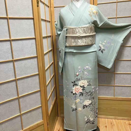 7537# Japanese Kimono Vintage Womens Silk Fabric Robe Kimono only sold