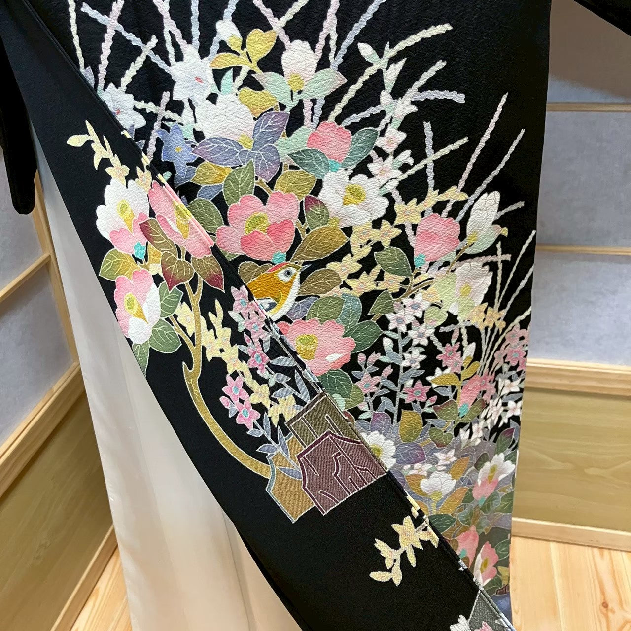 7523# Japanese Tomesode Kimono Vintage Womens Silk Fabric Robe Kimono only sold