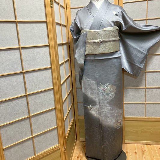 7538# Japanese Kimono Vintage Womens Silk Fabric Robe Kimono only sold