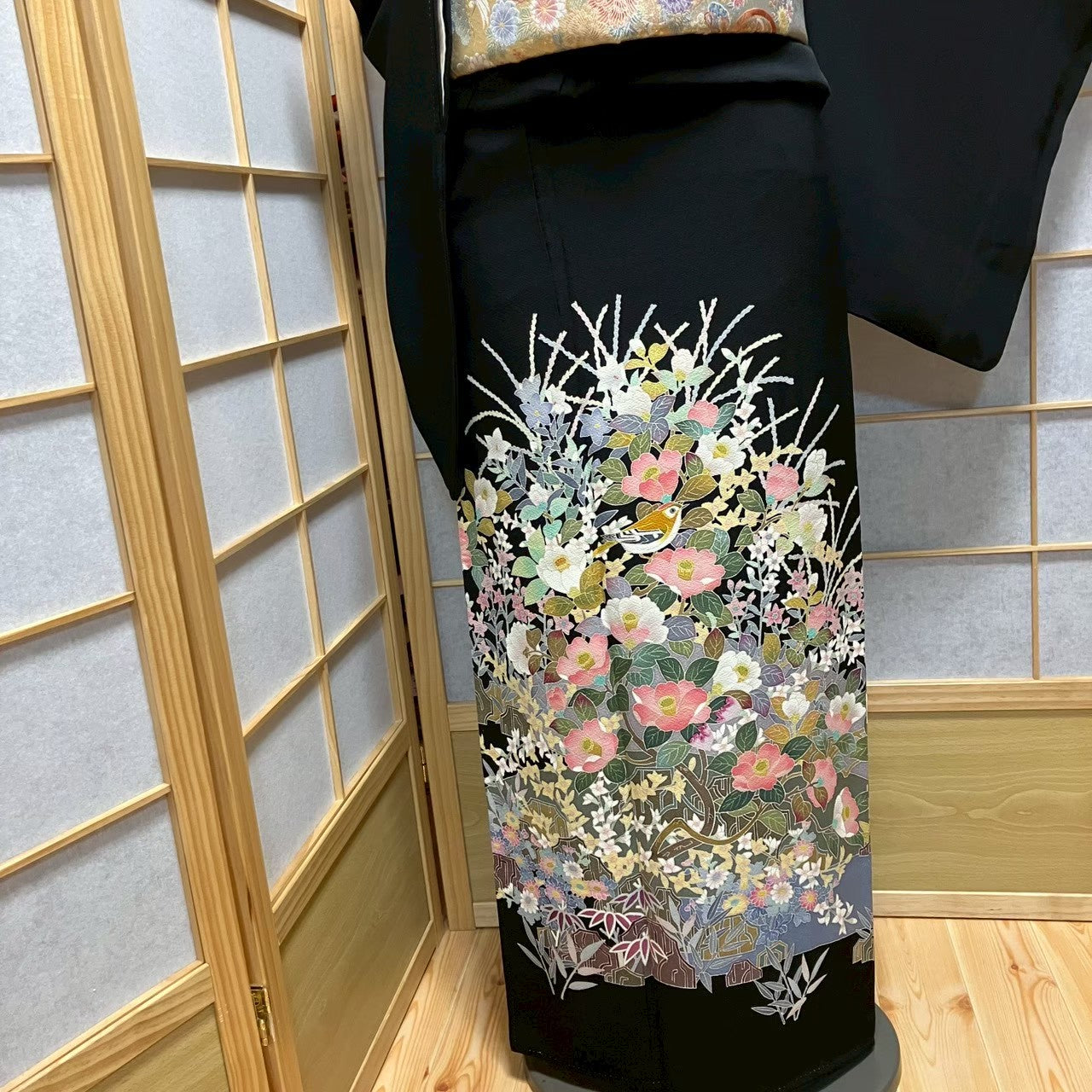 7523# Japanese Tomesode Kimono Vintage Womens Silk Fabric Robe Kimono only sold