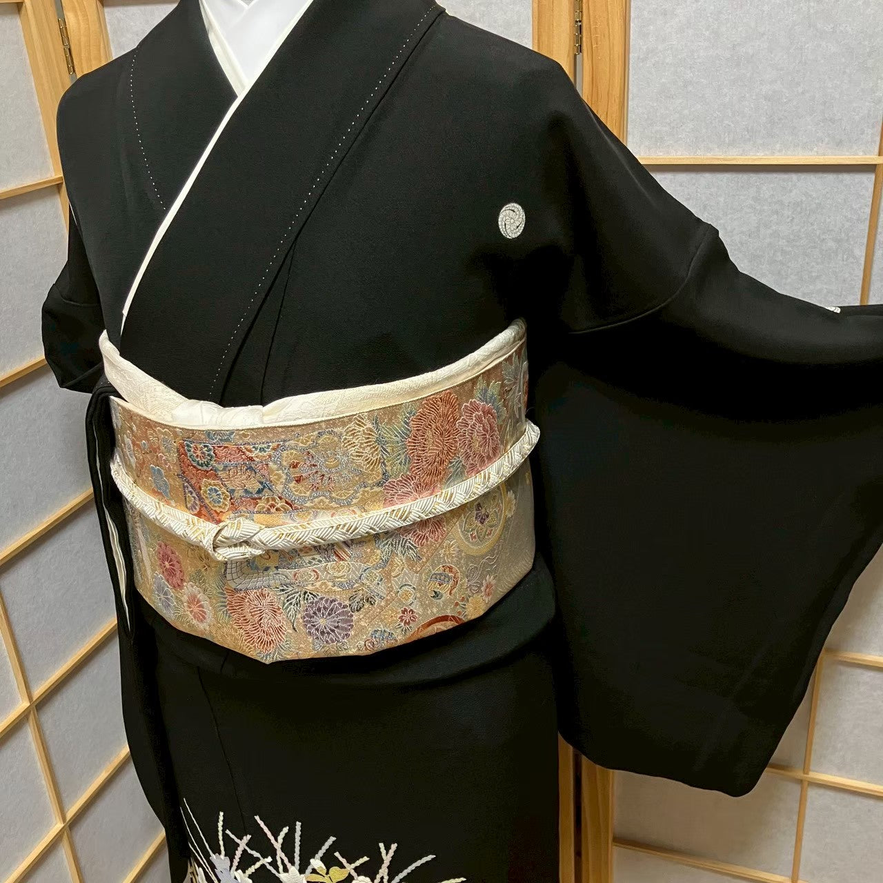 7523# Japanese Tomesode Kimono Vintage Womens Silk Fabric Robe Kimono only sold