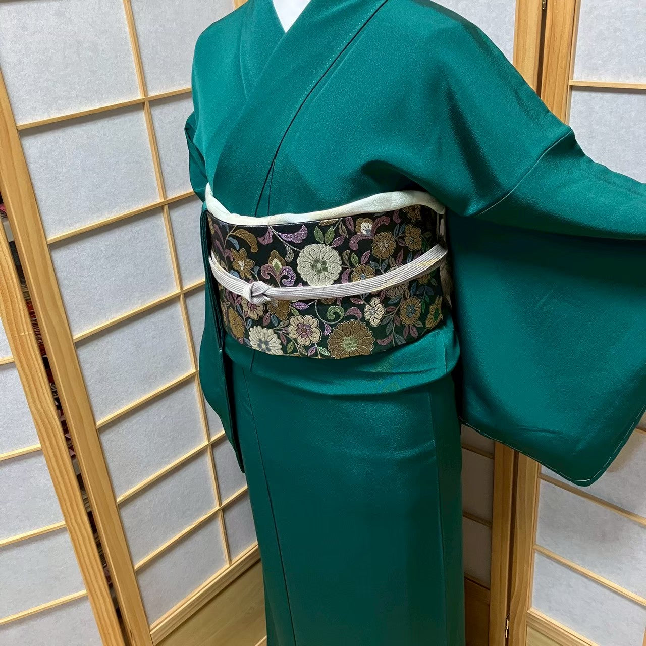 7522# Japanese Plain Kimono Vintage Womens Silk Fabric Robe Kimono only sold