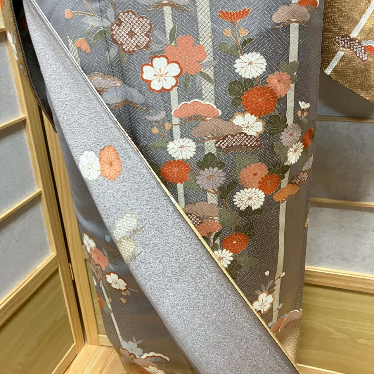 7524# Japanese Kimono Vintage Womens Silk Fabric Robe Kimono only sold