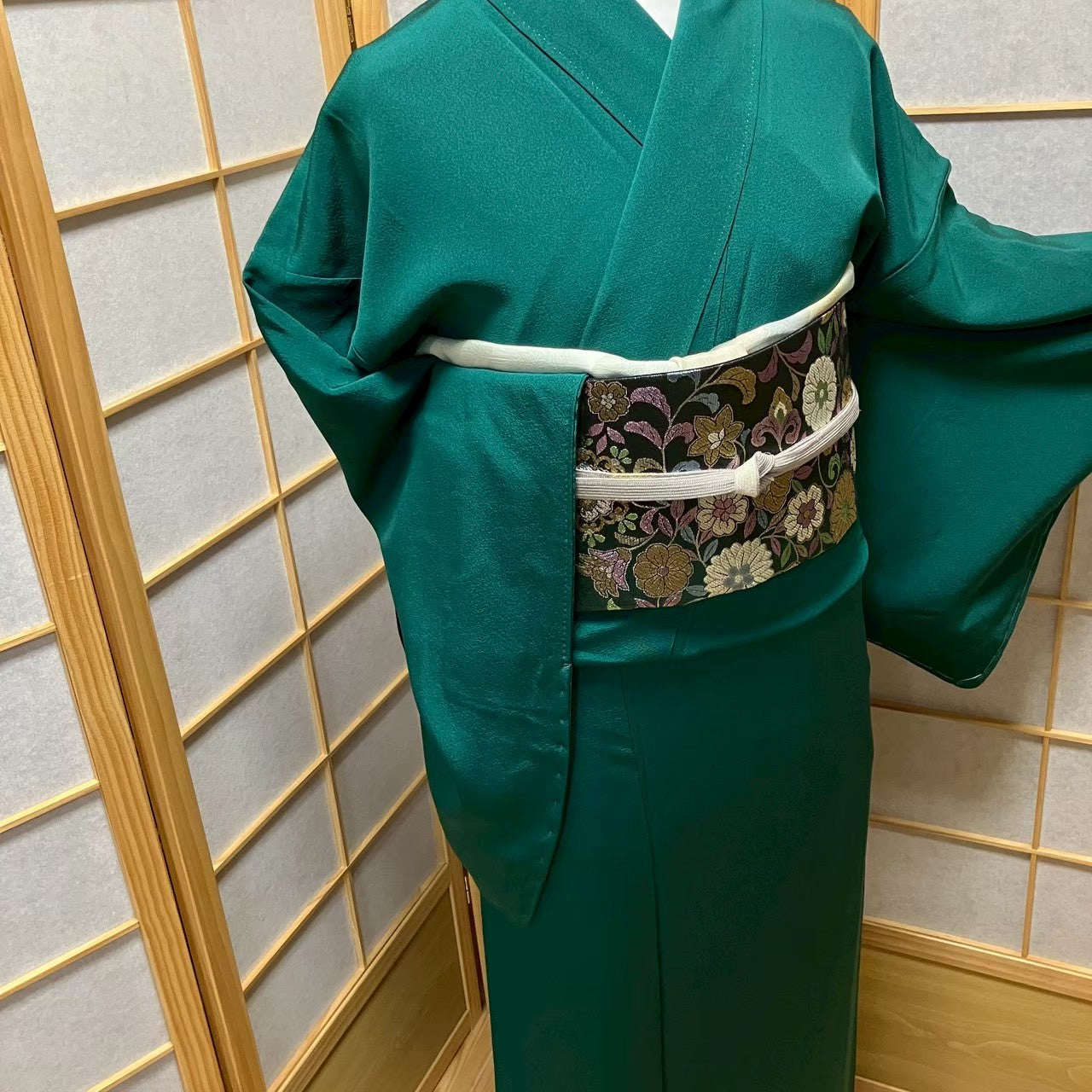7522# Japanese Plain Kimono Vintage Womens Silk Fabric Robe Kimono only sold