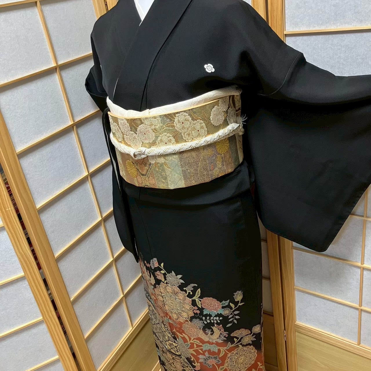 7525# Japanese Tomesode Kimono Vintage Womens Silk Fabric Robe Kimono only sold