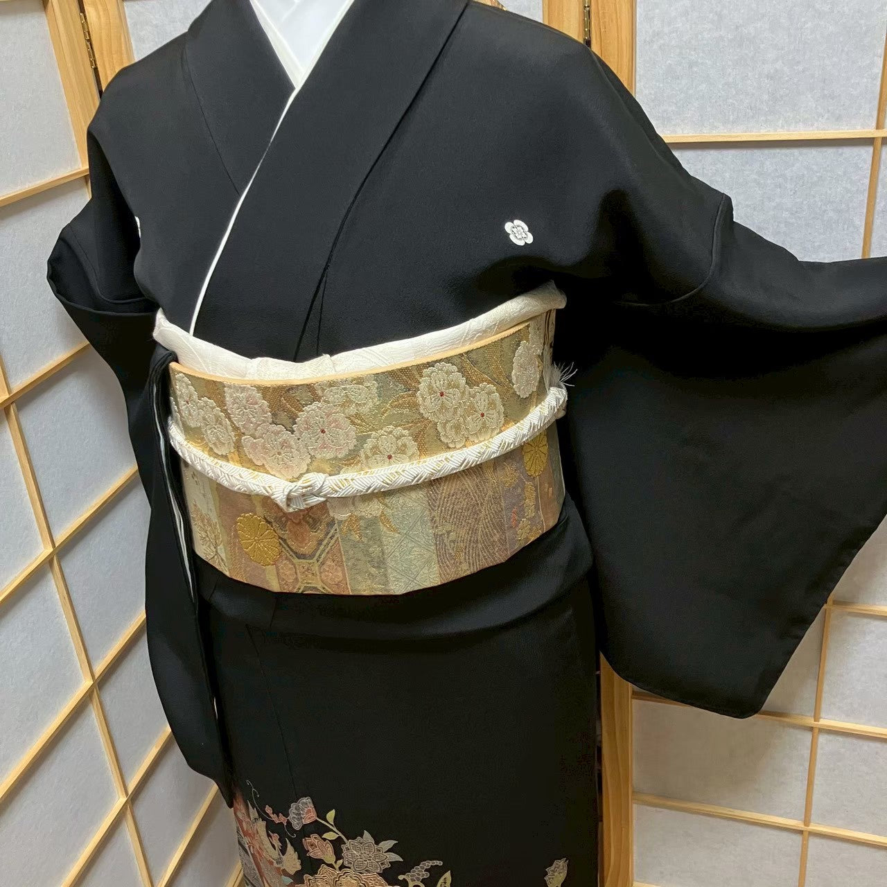 7525# Japanese Tomesode Kimono Vintage Womens Silk Fabric Robe Kimono only sold