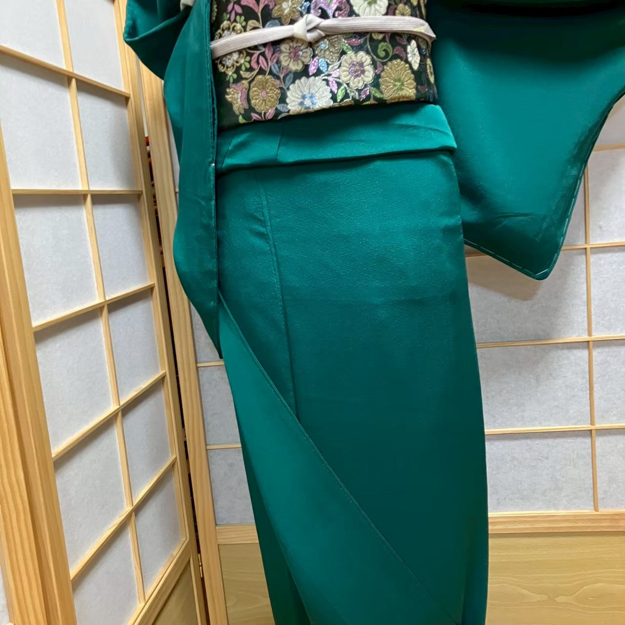 7522# Japanese Plain Kimono Vintage Womens Silk Fabric Robe Kimono only sold