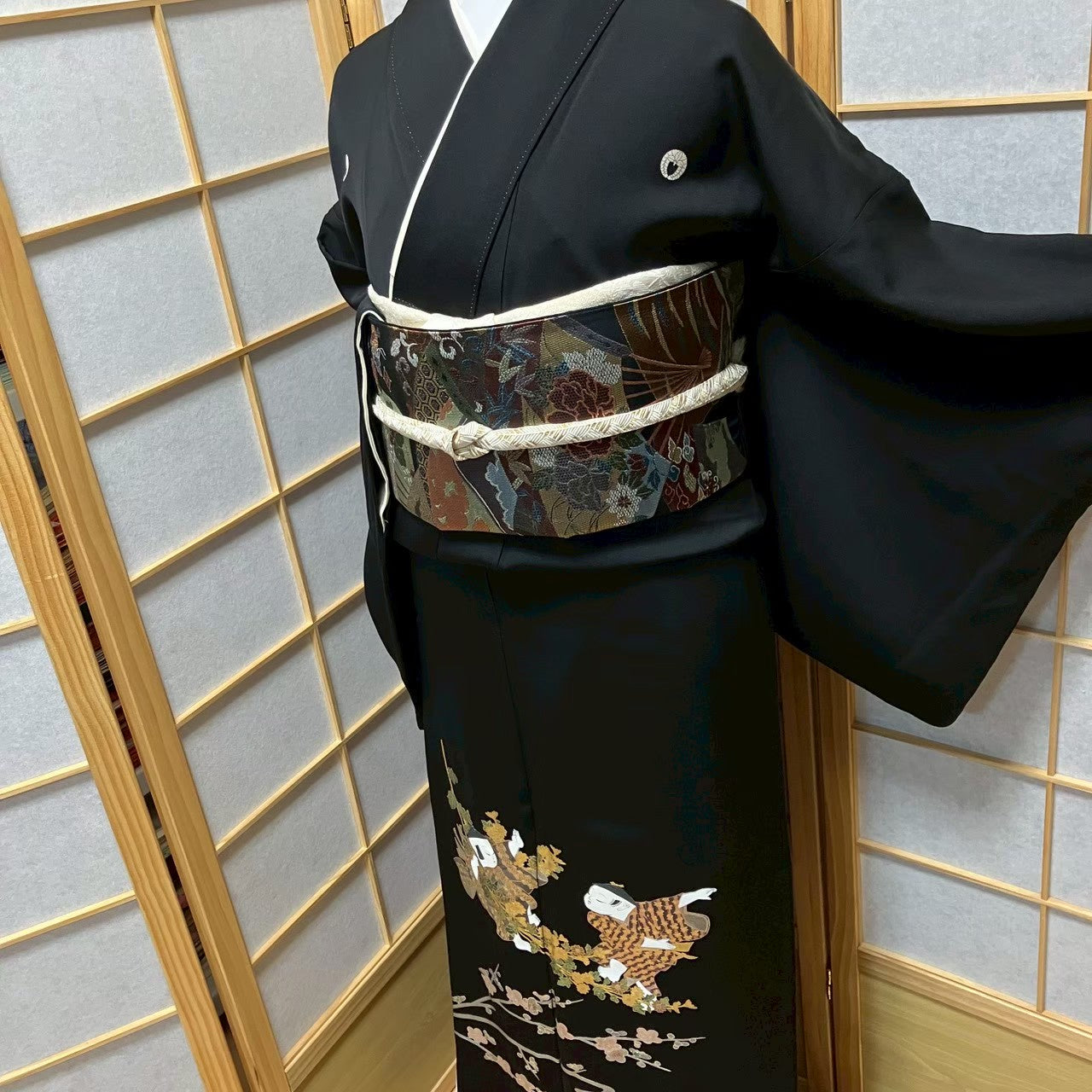 7527# Japanese Tomesode Kimono Vintage Womens Silk Fabric Robe Kimono only sold
