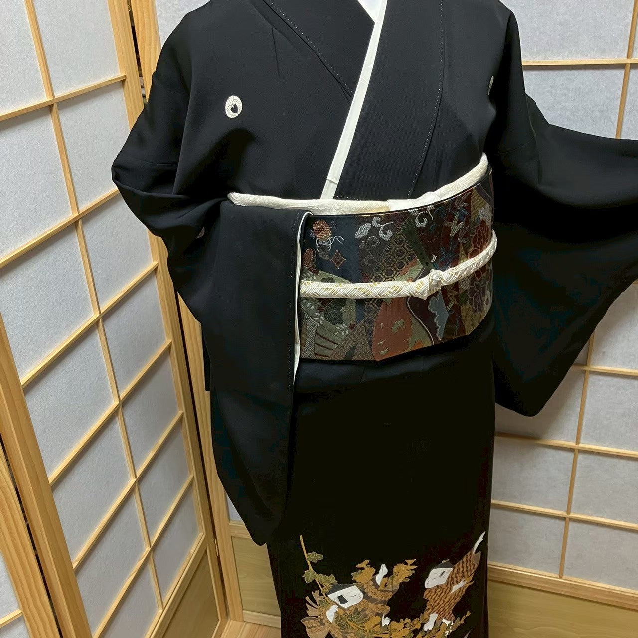 7527# Japanese Tomesode Kimono Vintage Womens Silk Fabric Robe Kimono only sold