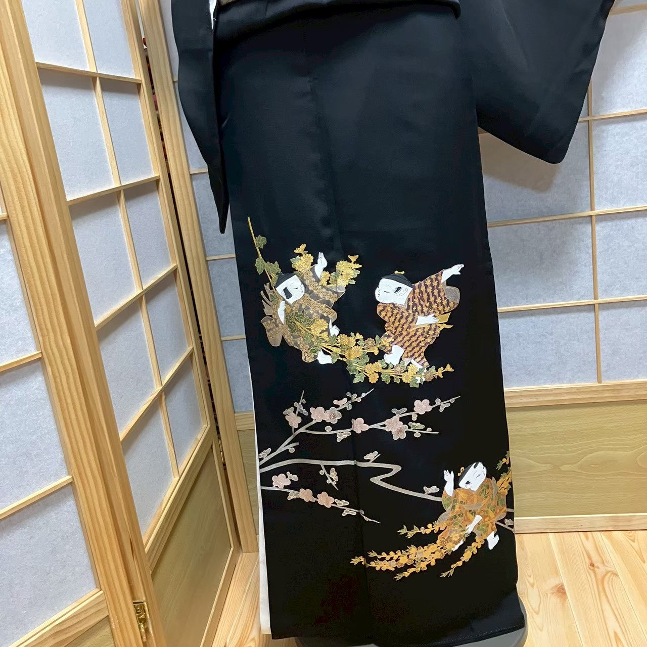 7527# Japanese Tomesode Kimono Vintage Womens Silk Fabric Robe Kimono only sold