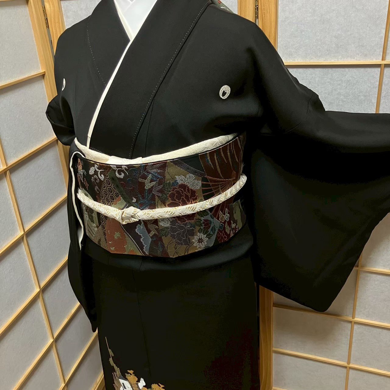 7527# Japanese Tomesode Kimono Vintage Womens Silk Fabric Robe Kimono only sold