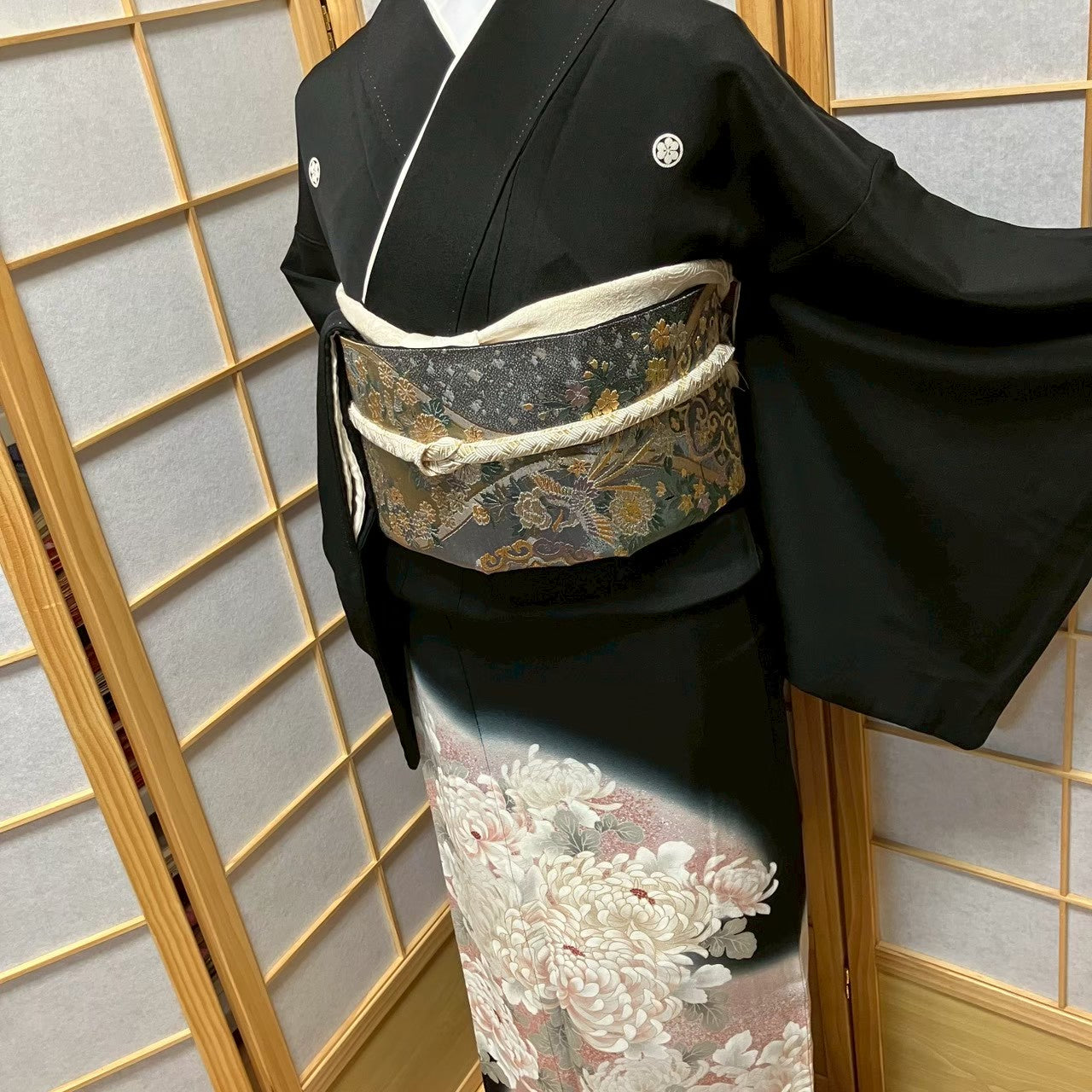 7528# Japanese Tomesode Kimono Vintage Womens Silk Fabric Robe Kimono only sold