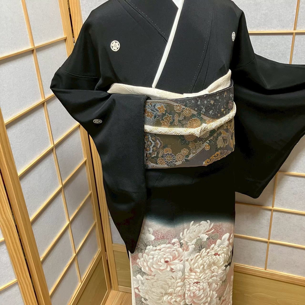 7528# Japanese Tomesode Kimono Vintage Womens Silk Fabric Robe Kimono only sold
