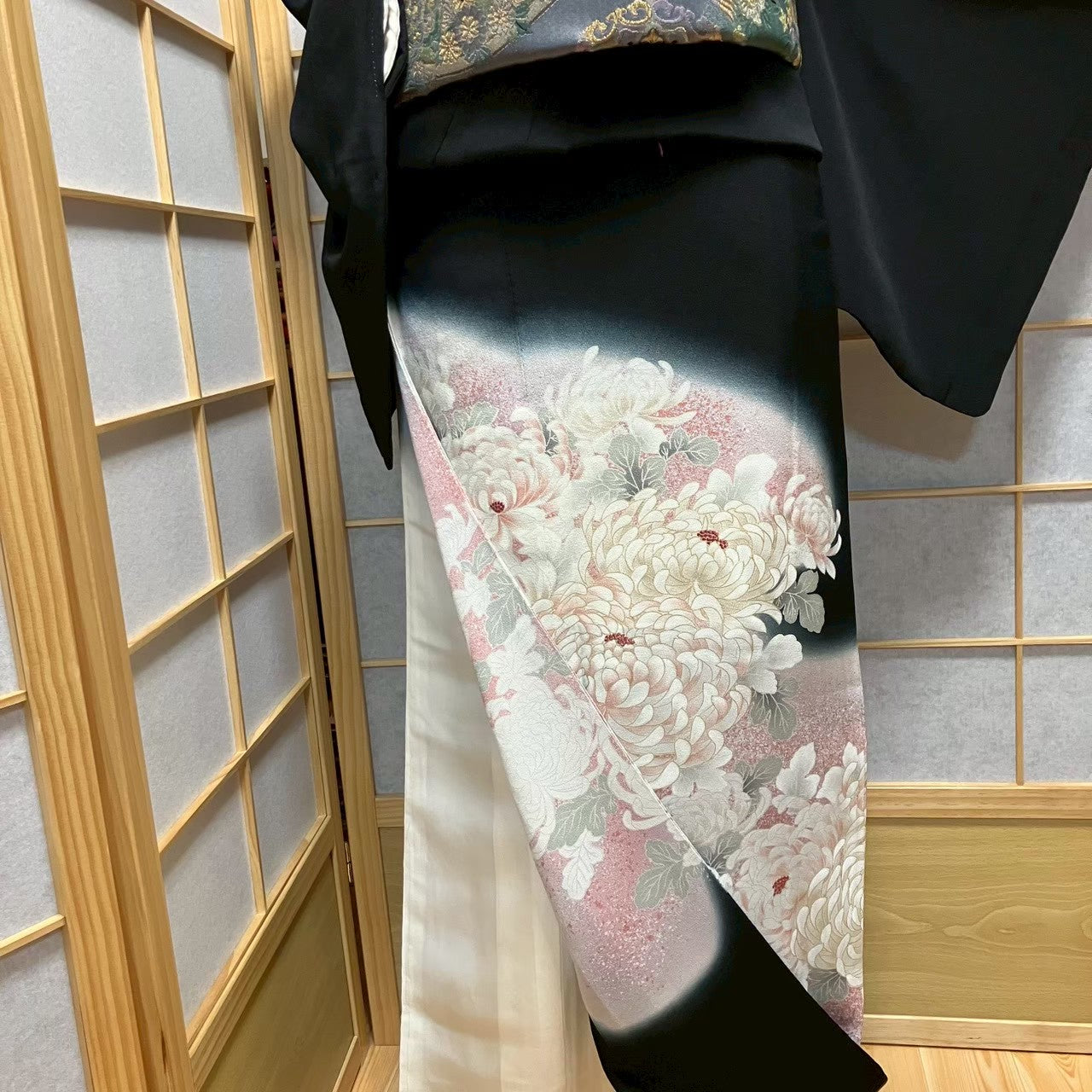 7528# Japanese Tomesode Kimono Vintage Womens Silk Fabric Robe Kimono only sold