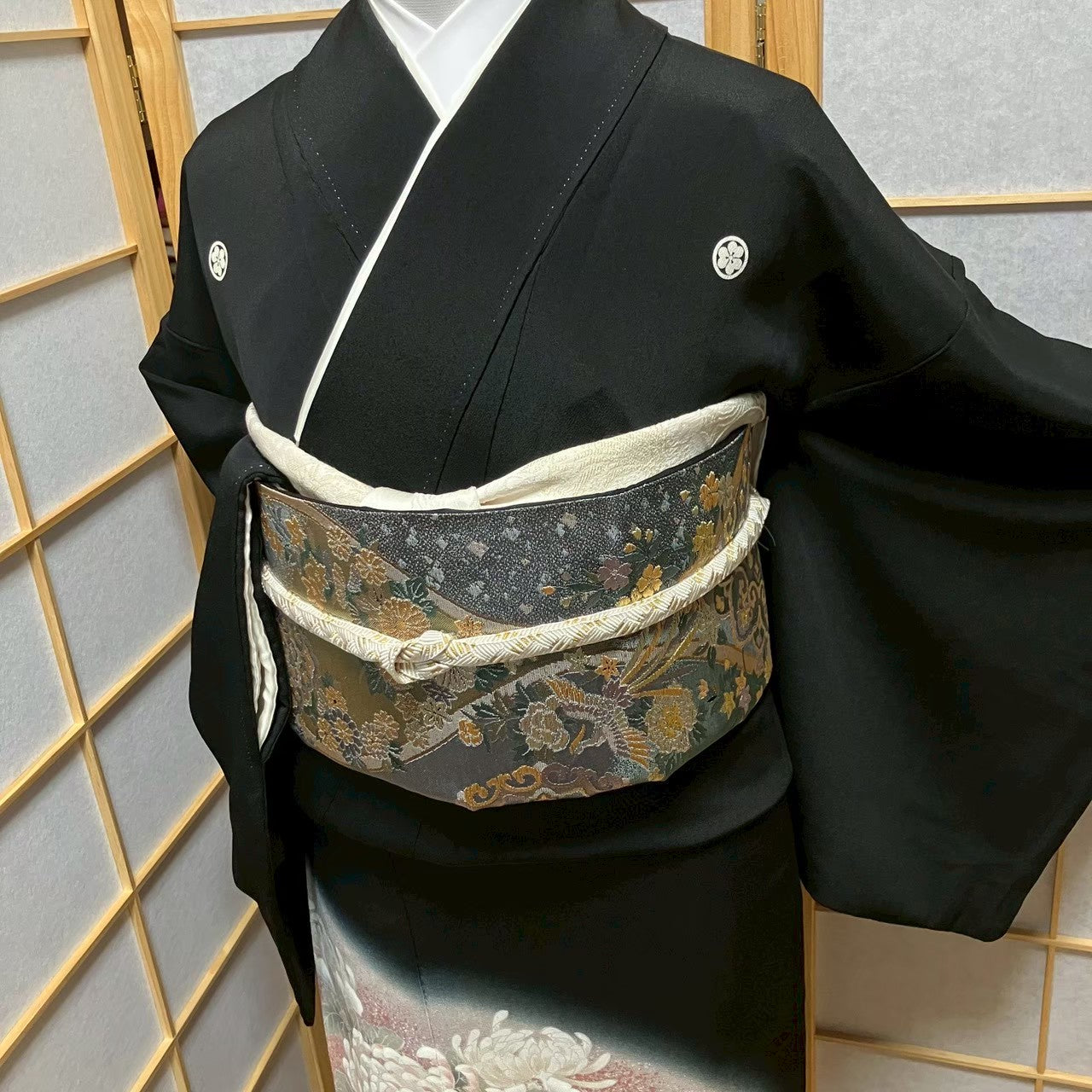 7528# Japanese Tomesode Kimono Vintage Womens Silk Fabric Robe Kimono only sold