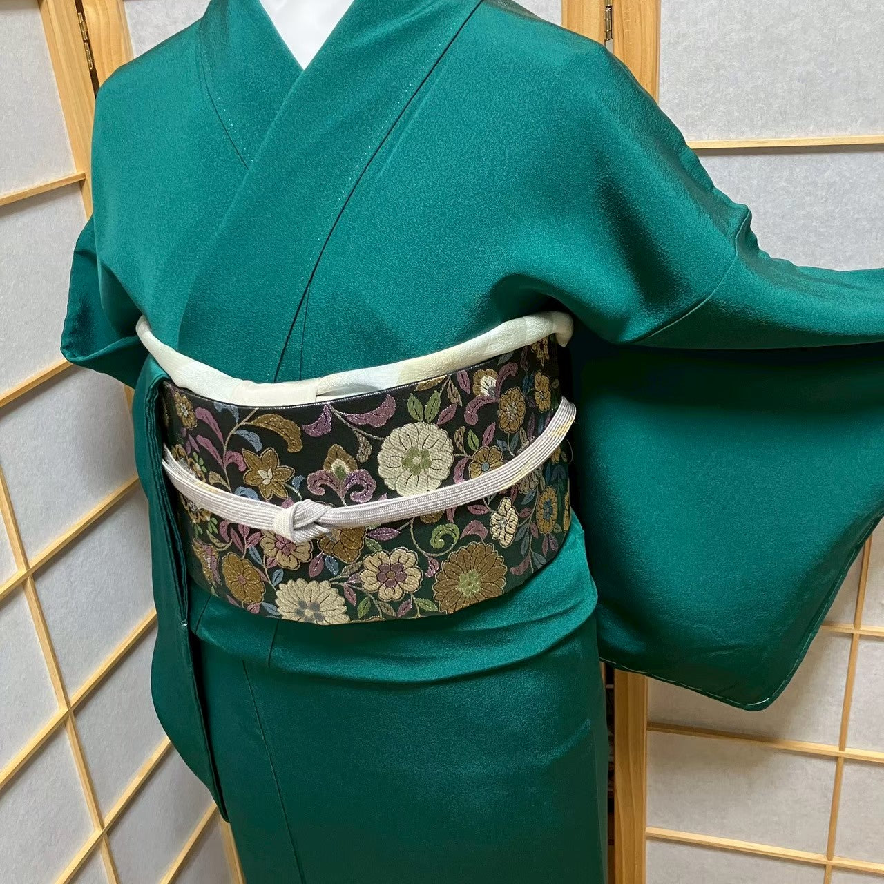 7522# Japanese Plain Kimono Vintage Womens Silk Fabric Robe Kimono only sold