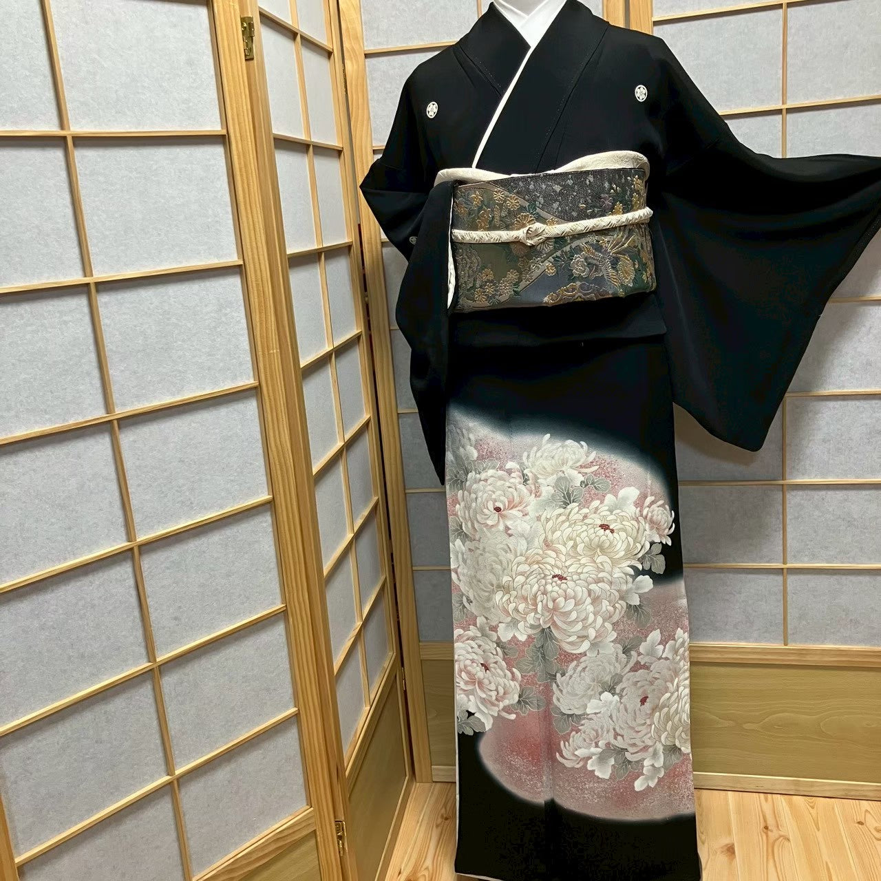7528# Japanese Tomesode Kimono Vintage Womens Silk Fabric Robe Kimono only sold