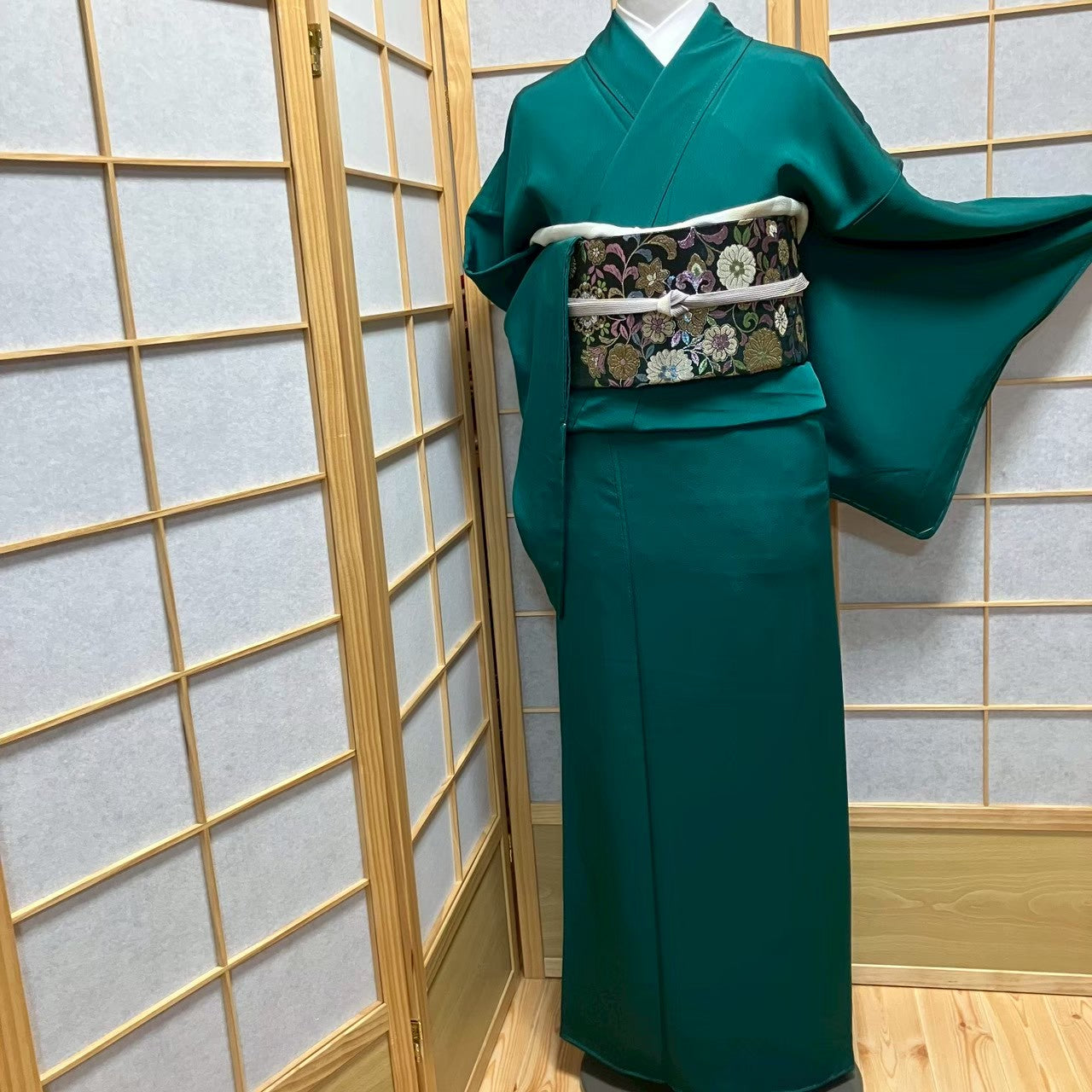 7522# Japanese Plain Kimono Vintage Womens Silk Fabric Robe Kimono only sold