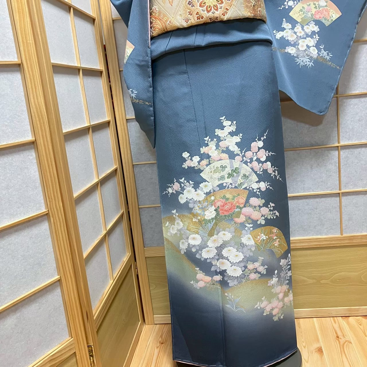 7531# Japanese Kimono Vintage Womens Silk Fabric Robe Kimono only sold