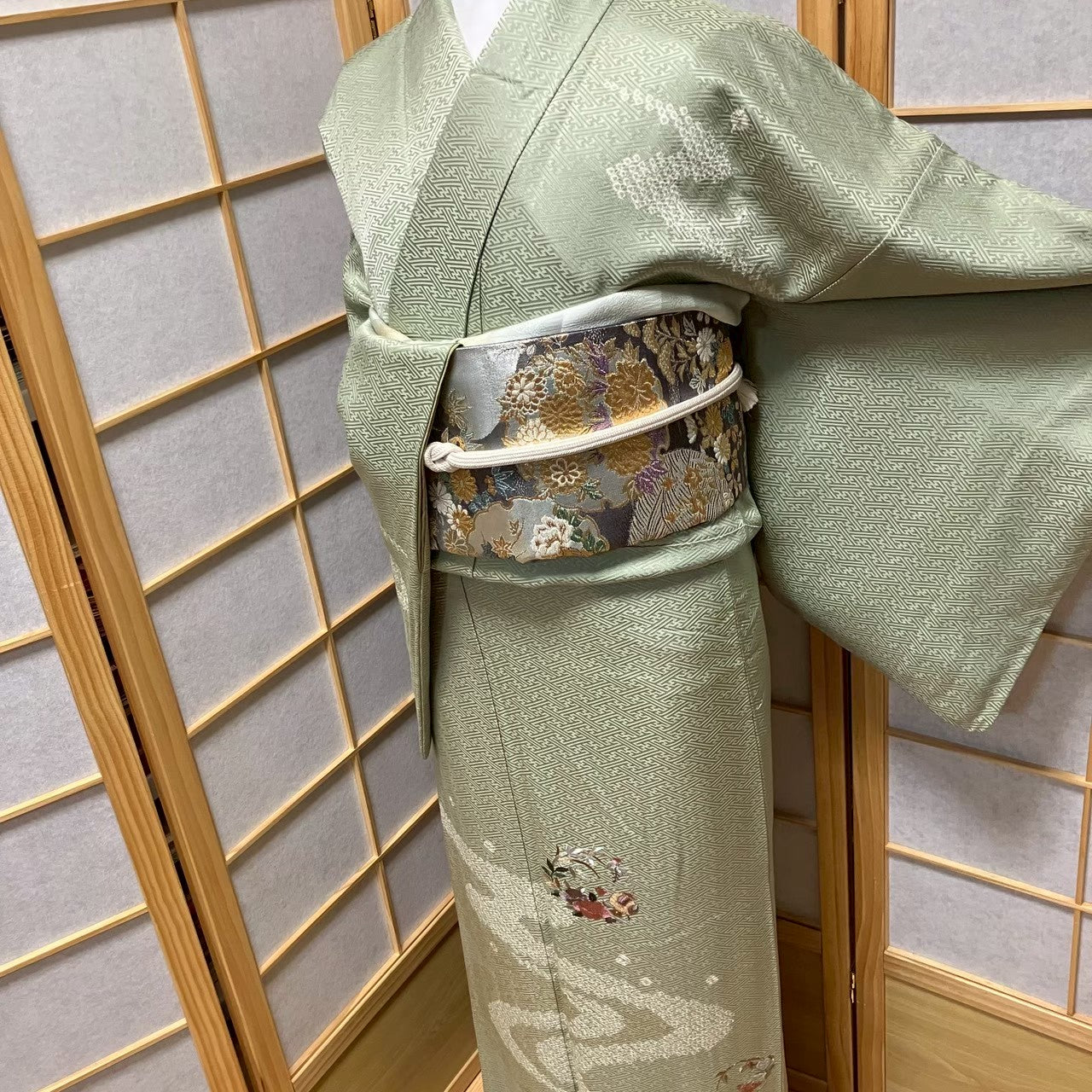 7532# Japanese Kimono Vintage Womens Silk Fabric Robe Kimono only sold Shibori