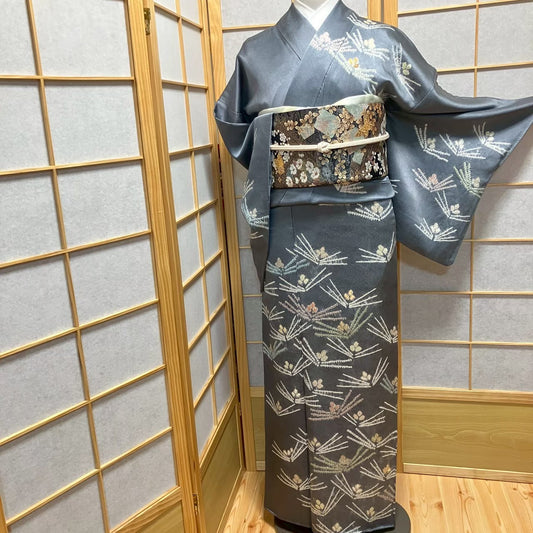 7794# Japanese Kimono Vintage Womens Silk Fabric Robe Kimono only sold Shibori