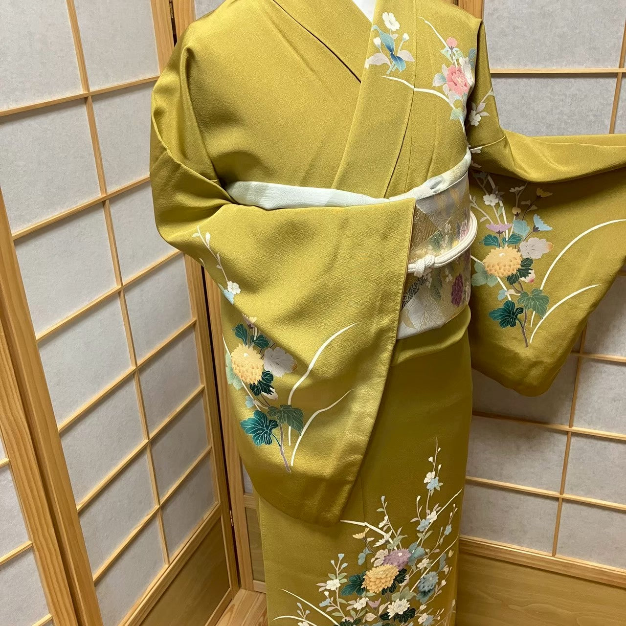 7795# Japanese Kimono Vintage Womens Silk Fabric Robe Kimono only sold
