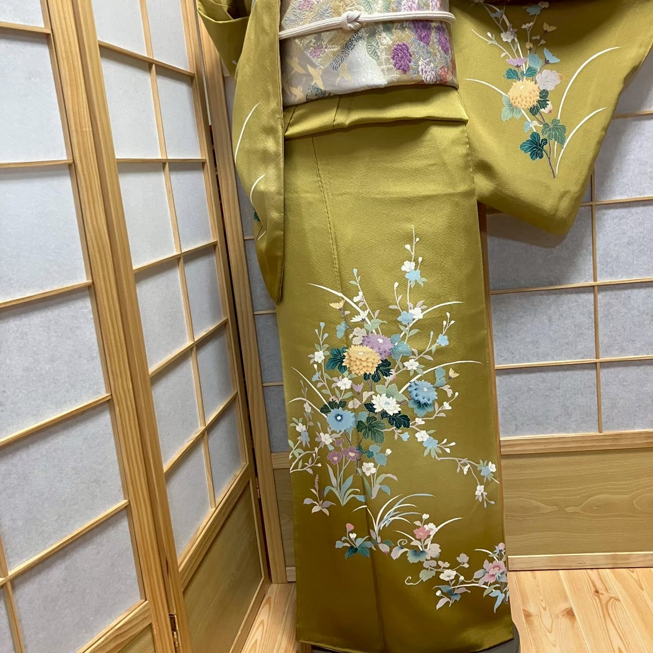 7795# Japanese Kimono Vintage Womens Silk Fabric Robe Kimono only sold