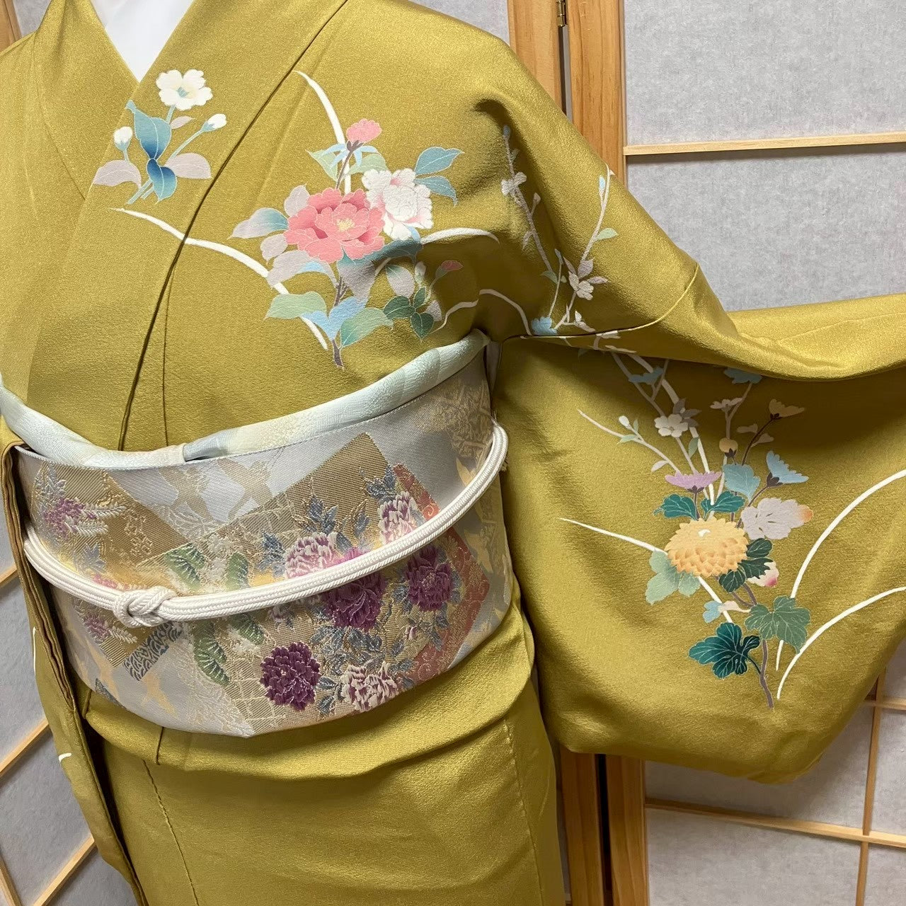 7795# Japanese Kimono Vintage Womens Silk Fabric Robe Kimono only sold