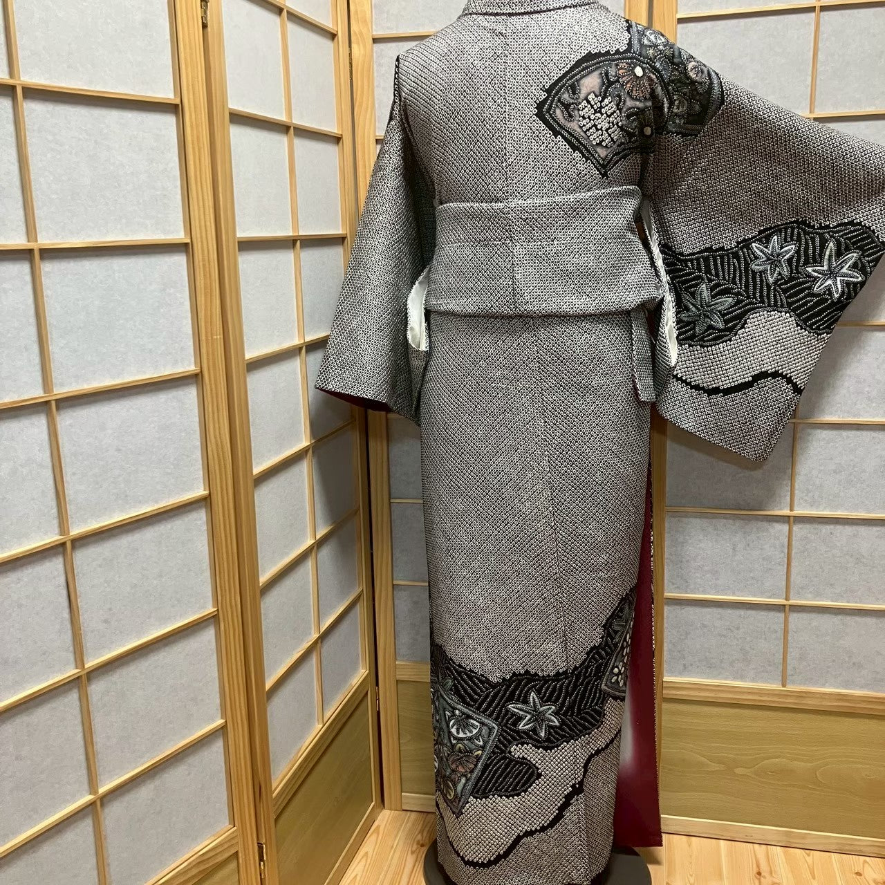 7796# Japanese Kimono Vintage Womens Silk Fabric Robe Kimono only sold Shibori